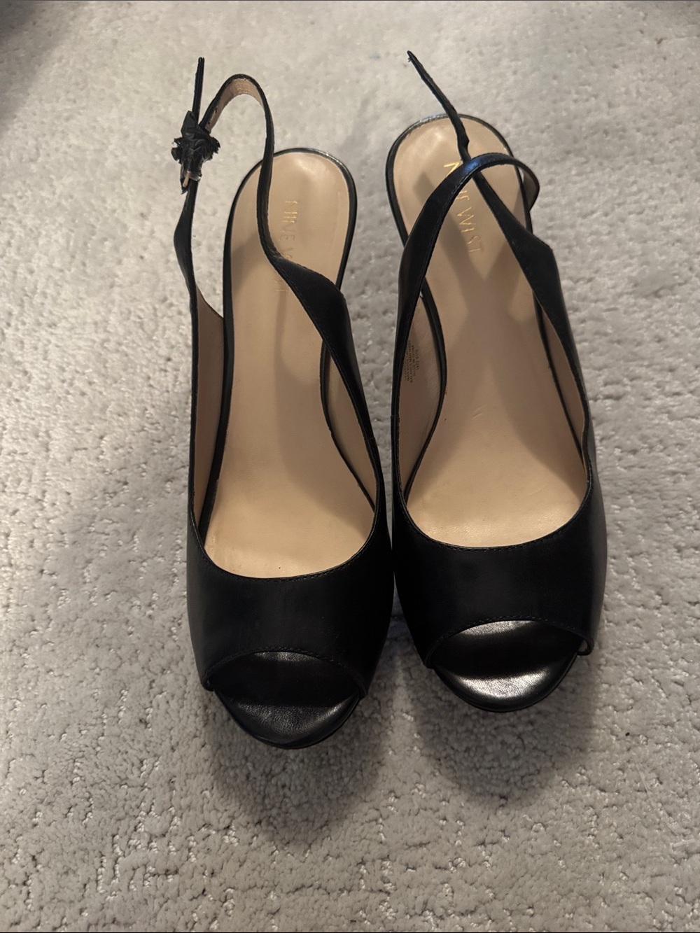 Nine West Black Peep-Toe Slingback Heels